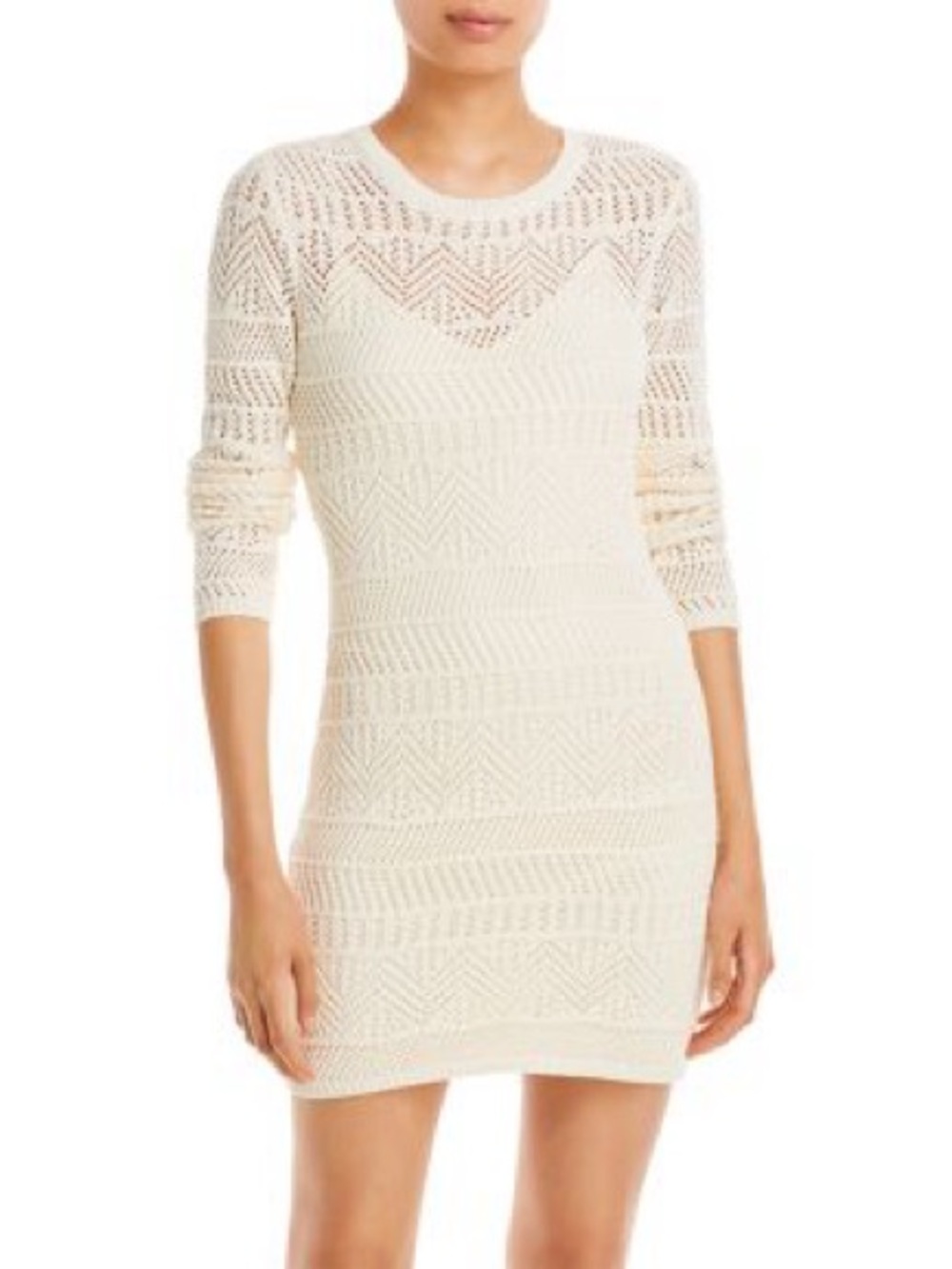 rag & bone Renee Pointelle Sweater Mini Dress Size S Cream Crochet Knit Chic
